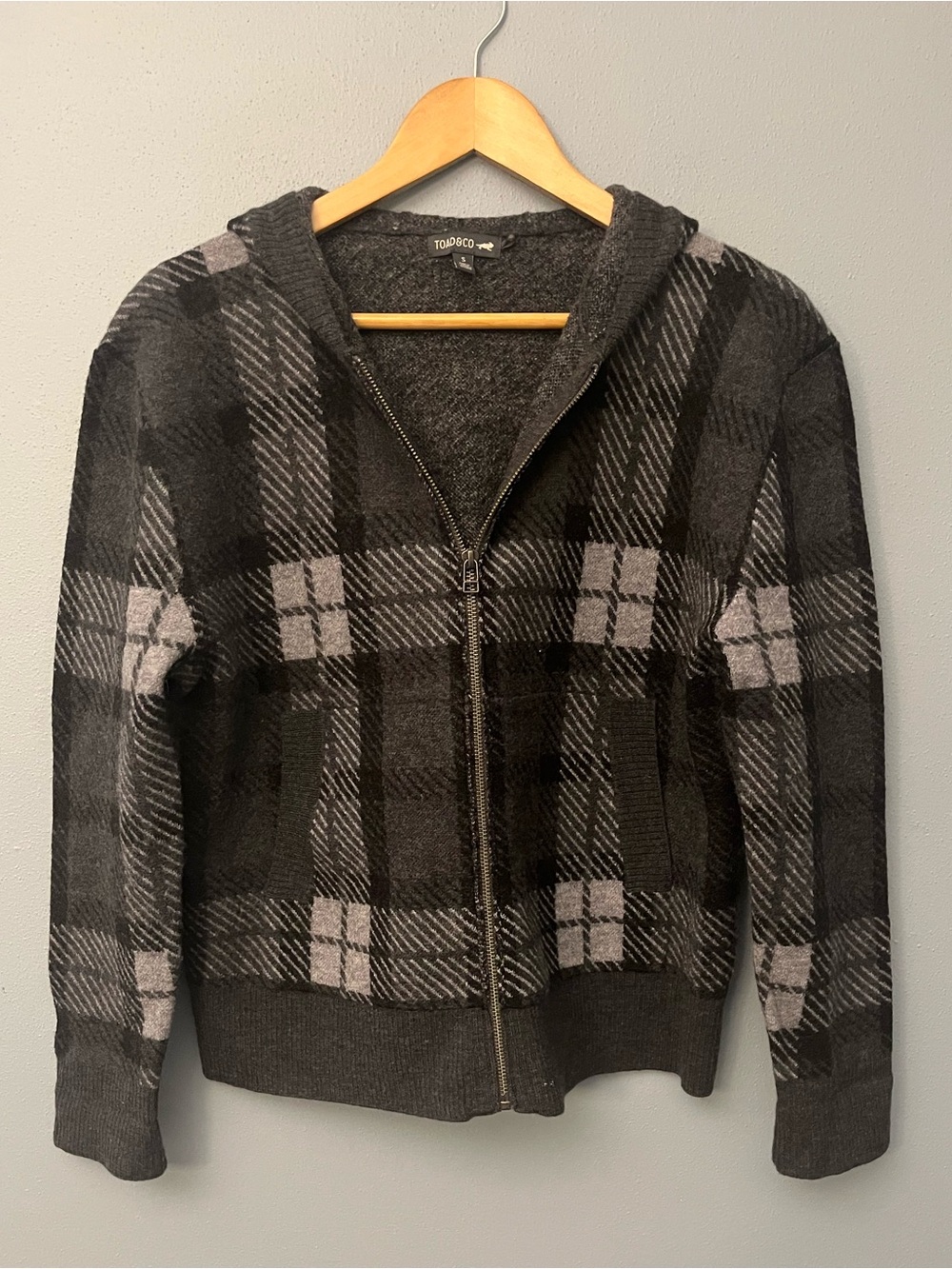 Toad & Co Plaid Zip-Up Sweater Hoodie
